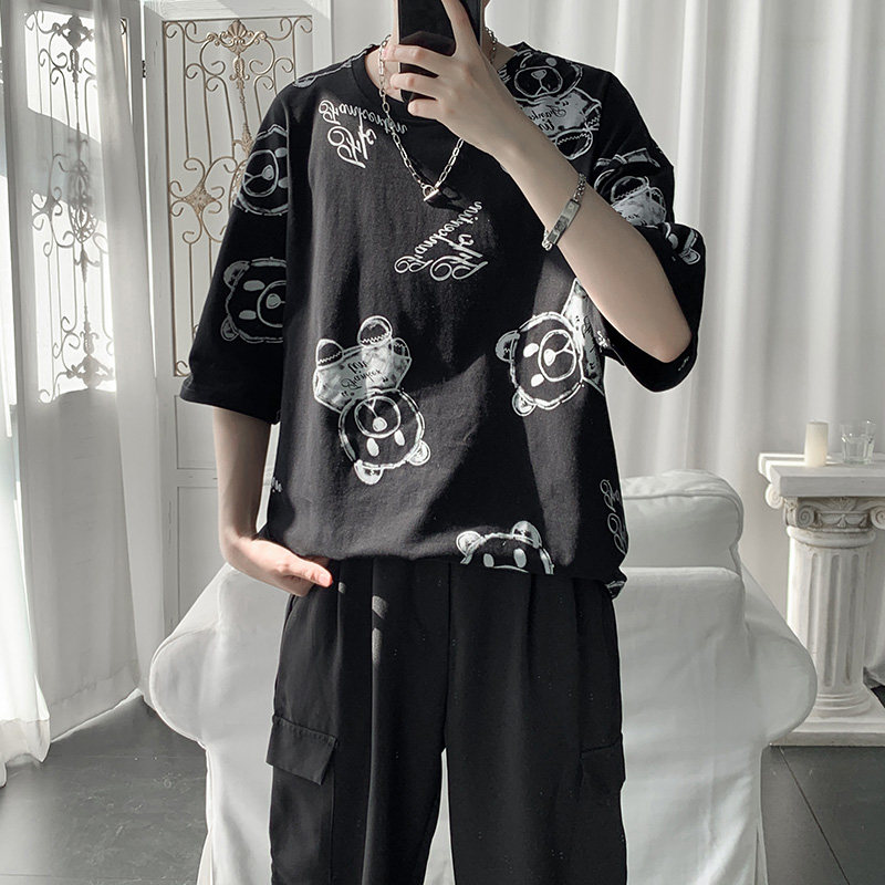 夏季卡通满印潮牌短袖t恤男女同款 加大码 2122P35图片