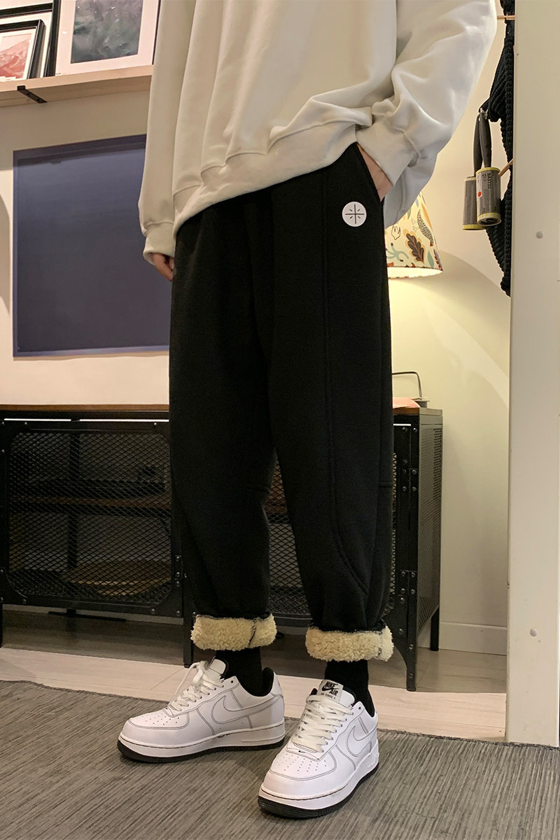 冬季羊羔绒运动卫裤男加绒加厚休闲长裤子A329P55控78,男装休闲裤,电商A309