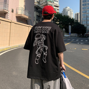 冰丝抗皱坠感面料~ 夏季潮牌宽松大码短袖男女同款 003P45 控68图片