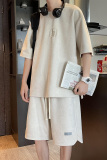 高品质重磅280克麂皮绒短袖套装男女一整套衣服A353P80控108，男装休闲套装，电商A309