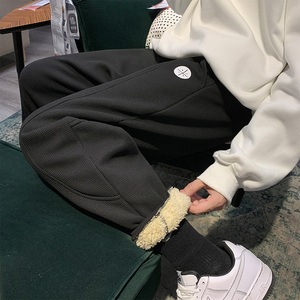 重磅羊羔绒裤子男加厚潮牌百搭休闲运动卫裤A329P55 控78图片