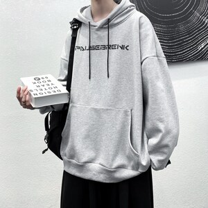 2021春季新款连帽卫衣男宽松潮牌帽衫外套 W08P35图片