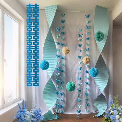 蓝色系蜂窝球立柱路引婚房布置套装小红书喜字拍照背景墙结婚装饰