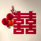 婚房布置套装 饰新房男方女方卧室网红喜字贴拉花蝴蝶结客厅 结婚装