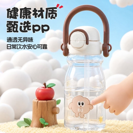 吸管水杯卡通儿童太空杯便携吸管杯PP材质大容量水杯外出随行杯