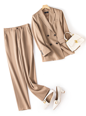 Met Endi纯色西装套装春季新款休闲通勤简洁设计感显瘦西装西裤