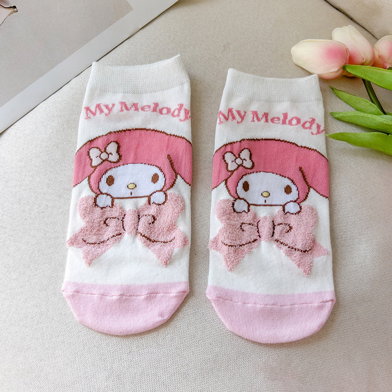 thumbnail for Cartoon shallow boat socks cute thin breathable straight socks women's japanese girls spring summer low-top socks school socks
