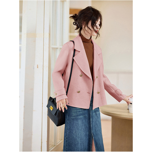 小香风双面羊毛呢外套女秋冬新款小个子简约气质韩版百搭小西装潮