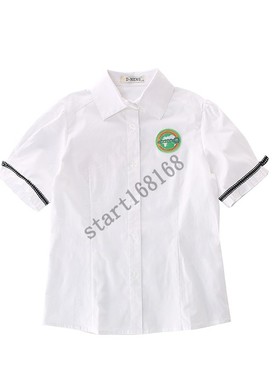 新款英伦学院风短袖衬衫女童单层夏装中小学生白色衬衣校服表演服