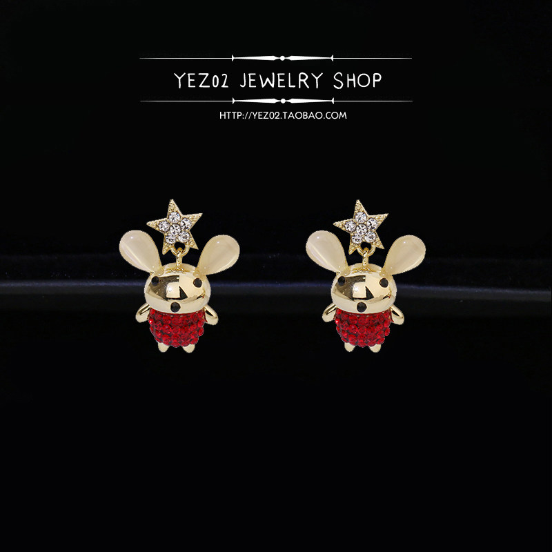 本命年红老鼠耳钉女韩国气质个性925银针耳线2019新款潮时尚耳环,饰品/流行首饰/时尚饰品新,耳钉,淘宝优惠券,粉丝福利购,淘宝优惠卷