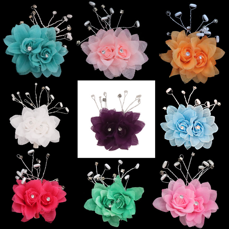 新娘盘头饰品手工制作头花儿童舞蹈头花插针演出头花水钻头饰发夹