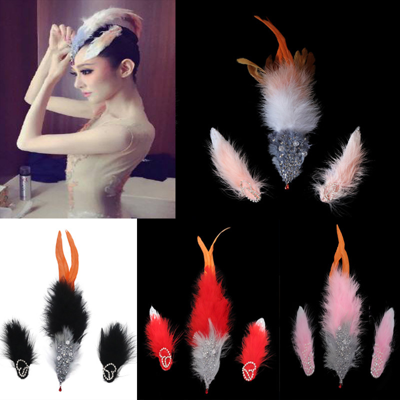 舞剧朱洁静朱鹮舞蹈羽毛头饰白色羽毛儿童表演现代芭蕾天鹅舞发夹