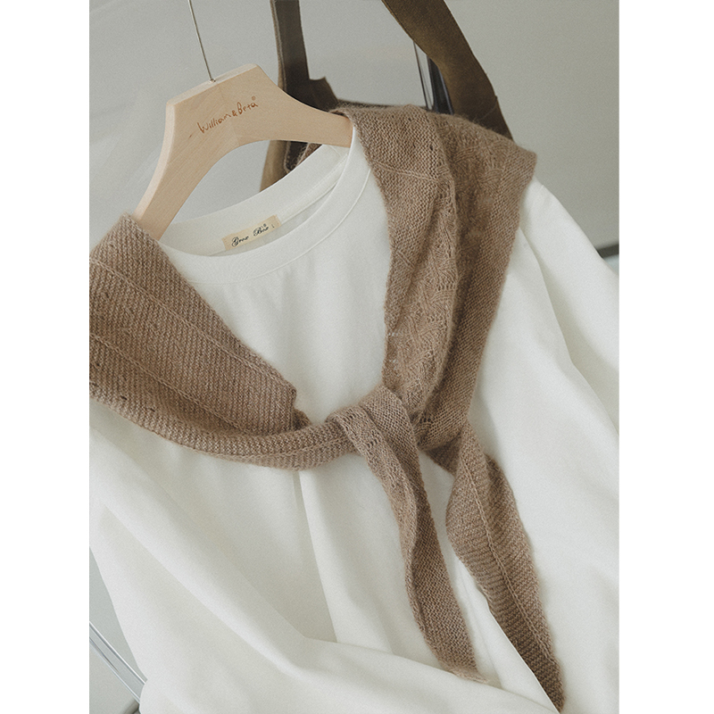 苹果的生活家浣熊绒三角毛织披肩