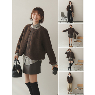 苹果的生活家|双面伊人 仿羊羔毛绒磨砂麂皮休闲宽松短款夹克外套