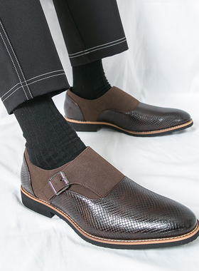 新款英伦风尖头皮鞋男正装商务德比鞋青年通勤职场西装鞋子婚礼鞋