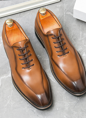 英伦风商务正装男士皮鞋百搭青年西装鞋德比鞋影楼婚纱拍照新郎鞋