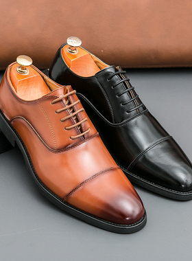 三接头男鞋英伦风商务正装德比鞋青年男士皮鞋影楼拍照婚鞋48大码