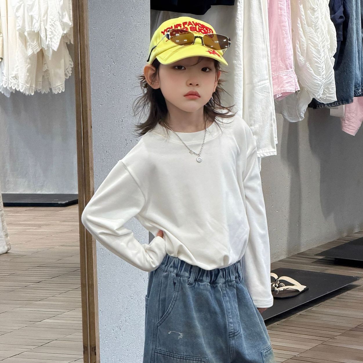 软~男童百搭白色长袖t恤2026秋款新品儿童纯色上衣女童打底衫童装