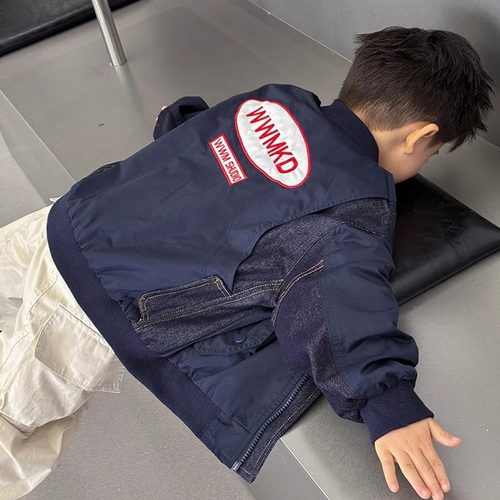 设计感~男童拼接牛仔服外套夹克