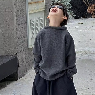 可内搭外穿~男童连帽 毛衣秋冬款儿童软糯毛线衣女童简约针织衫潮