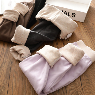 子 冬棉裤 校服神器女童加厚桑蚕丝羊毛德绒纯色打底保暖裤 儿童秋裤