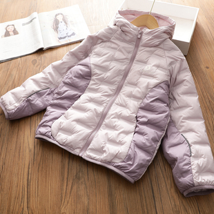 女童羽绒服冬季 保暖白鸭绒连帽三防风衣外套2025洋气拼接加厚棉衣