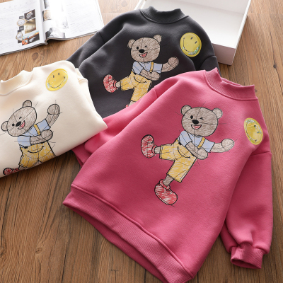 女童卫衣秋冬加绒儿童冬装上衣女宝宝中长款加厚衣服新款童装