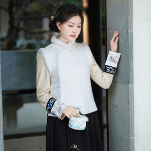 怀远 霓衣云裳秋冬年轻日常宽松百搭绣花针织衫马甲旗袍打底上衣