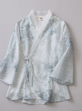 中式国风印花禅意汉服上衣外套
