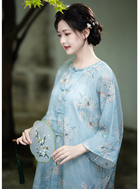 禅意太极服中国风苎麻唐装女上衣