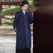 棉麻绣花中长款 灵均 文艺复古秋冬中式 棉服禅意茶服汉服棉衣外套