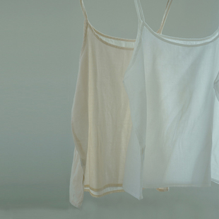 柳烟 搭配苎麻防走光透专用打底小吊带 100支超柔长绒纯棉吊带衫