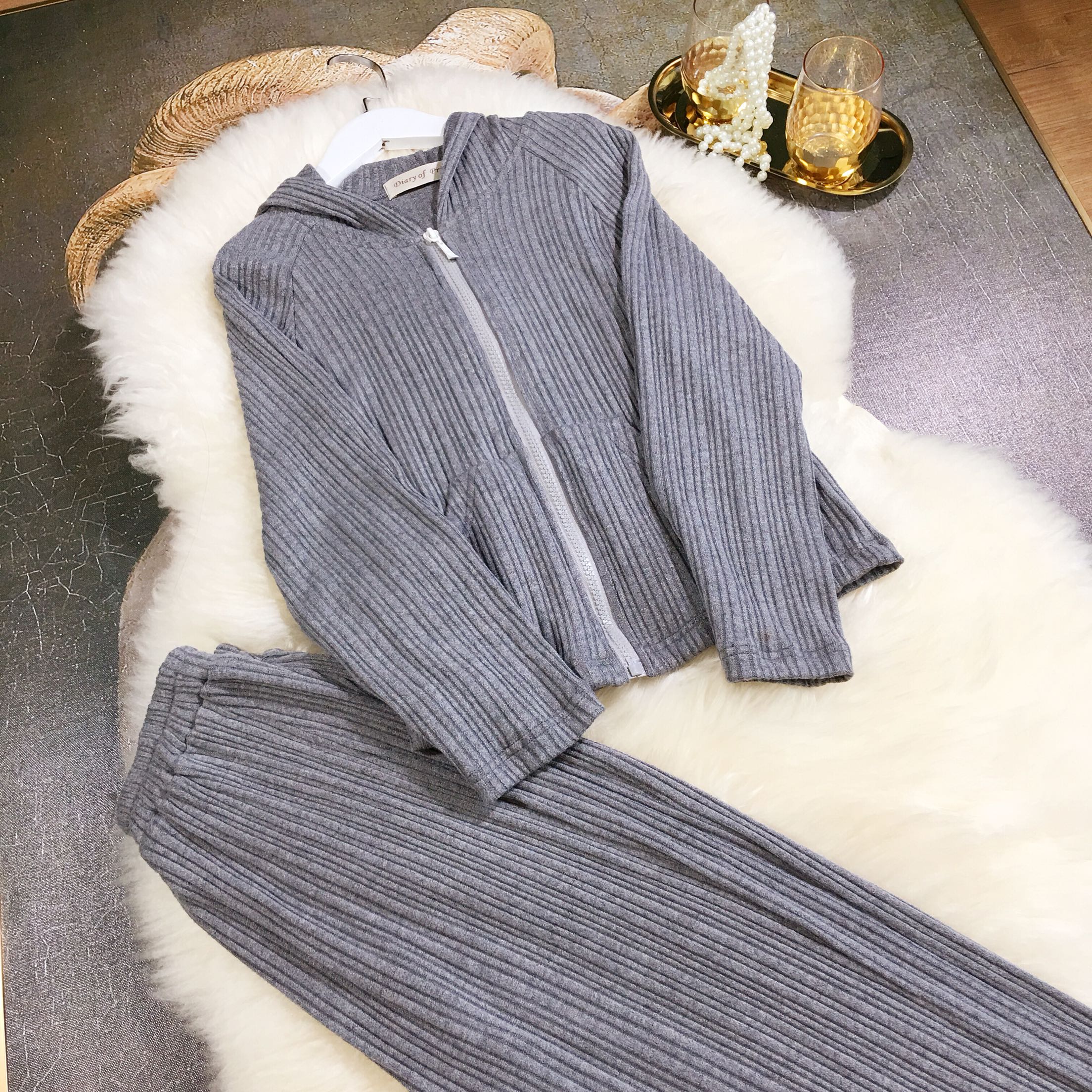 童装女童秋冬针织休闲运动套装