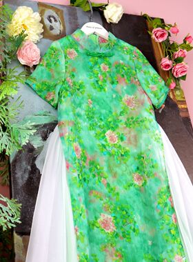 店铺转项经营全场甩卖女童夏装连衣裙雪纺印花新中式假两件短袖裙