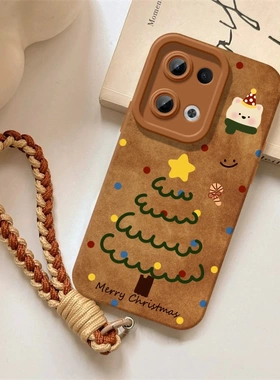 适用OPPOReno13手机壳Reno11圣诞树新款12高级findx7pro棕色10秋冬por硅胶reno12pro全包realmegtneo5保护套9