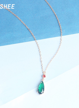 祖母绿水滴锆石锁骨链哈尔的移动城堡同款项链吊坠水晶配饰礼物女