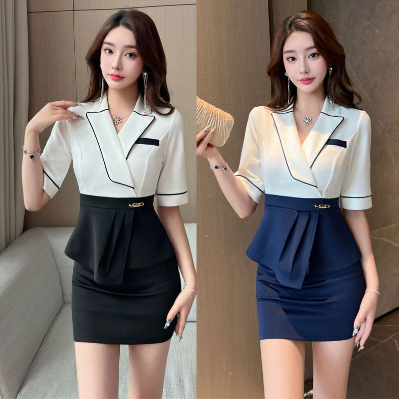西装领不规则养生会所前台技师服减龄显瘦足疗店按摩师工作服秋季