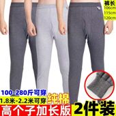 纯棉秋裤 衬裤 加长版 保暖棉毛打底瘦高胖高线裤 宽松大码 高个子男士