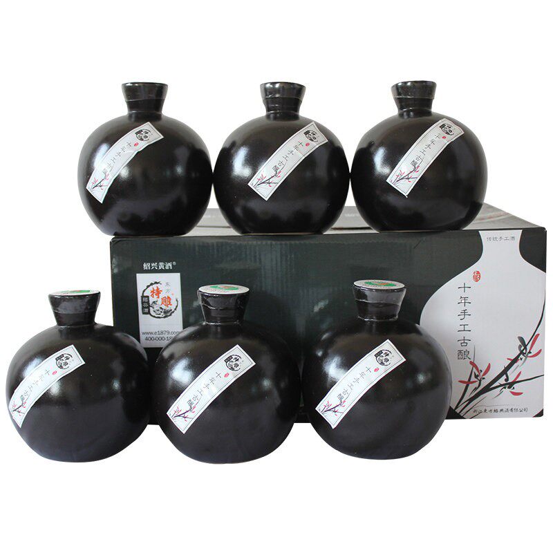 绍兴黄酒 特雕十年手工古酿 半甜型小坛礼盒酒500ml*6 整箱特惠