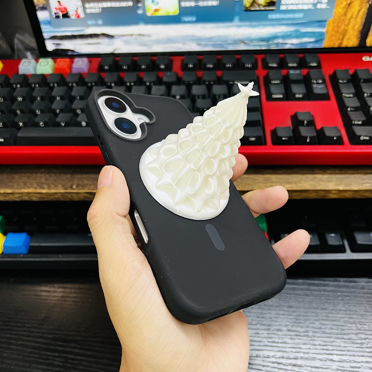 原创圣诞树苹果手机磁吸支架创意magsafe便携桌面支撑架丝绸高级