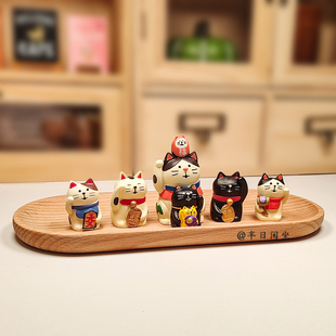 日式叠叠福招财猫开运吉祥物乔迁开业办公桌面车载装饰小摆件礼物