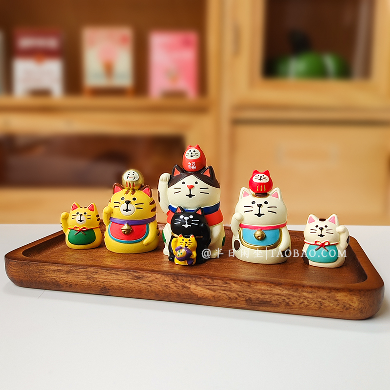 日式招财招福猫叠叠高桌面摆件