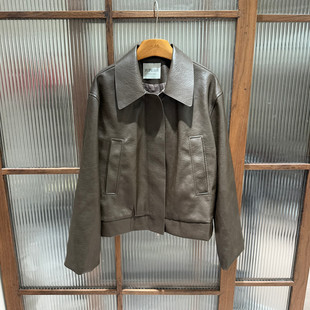 欧洲站2026春季新款时尚翻领PU皮短款宽松软皮夹克外套女款欧货