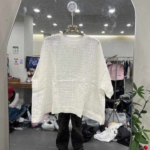 夏季极简亚麻宽松短袖T恤女