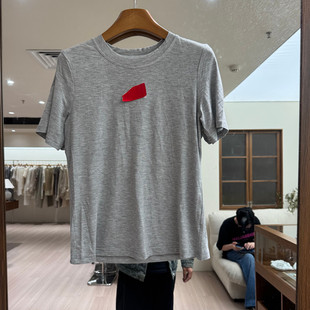 灰色圆领短袖 时尚 T恤女百搭休闲显瘦上衣 新款 欧洲站2026春季