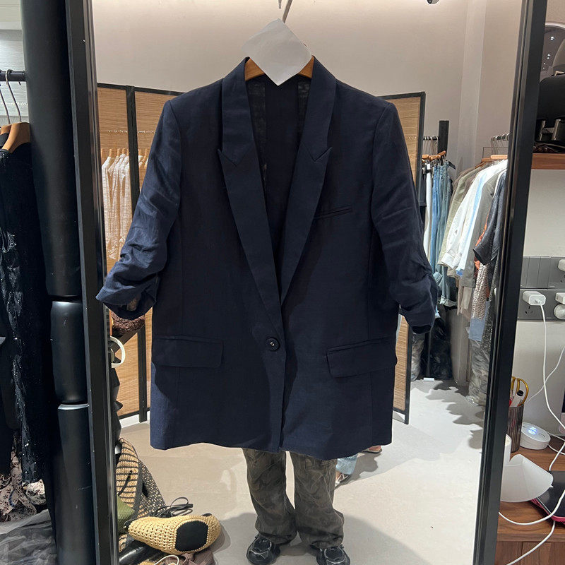 欧洲站2026春季新款时尚七分袖西装外套女宽松通勤百搭上衣2666