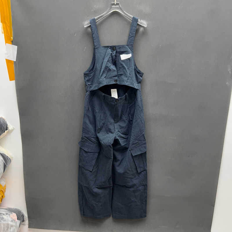 欧洲站2026夏季新款时尚工装风高腰背带裤女多口袋通勤连体裤2365