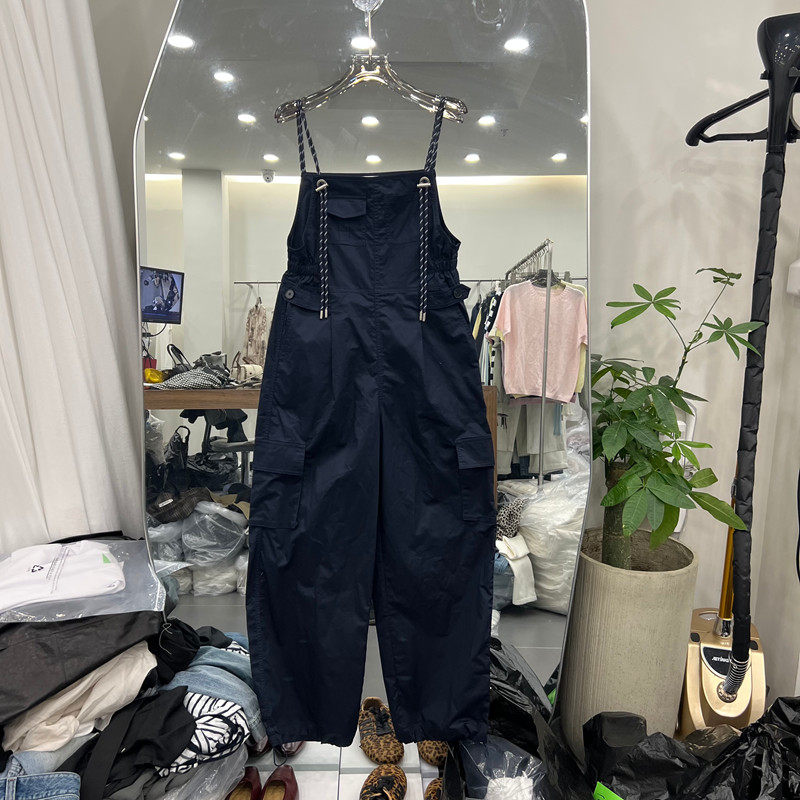 欧洲站2026春季新款时尚工装风高腰背带裤女百搭休闲阔腿连体裤