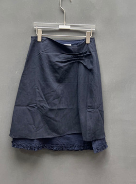 欧洲站2026春季新款时尚简约风高腰A字半身裙女荷叶边下摆5089