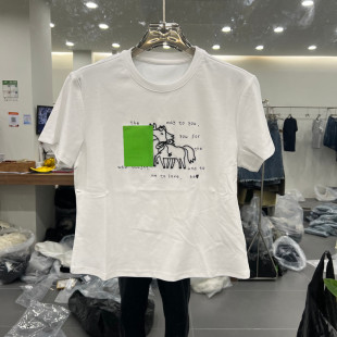 T恤女字母印花显瘦减龄潮款 欧洲站2026春季 圆领短袖 时尚 上衣 新款